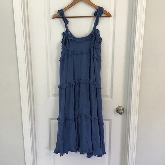 Sleeveless Tie Front Ruffle Detail Tiered Swing Dress - Picture 2 of 6